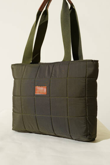 Armalı Kapitone Kol Çanta Haki - Kol Çantası