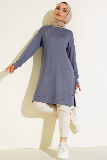 Armalı Oversize Tunik Gri - Tunik