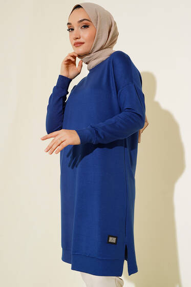 Armalı Oversize Tunik İndigo - Tunik