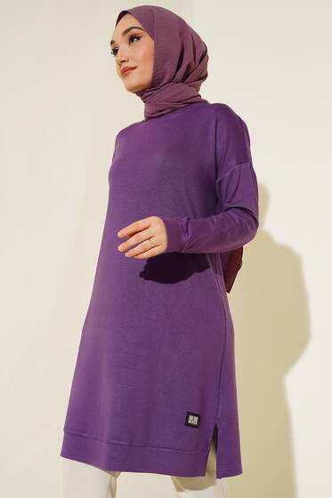 Armalı Oversize Tunik Mor - Tunik