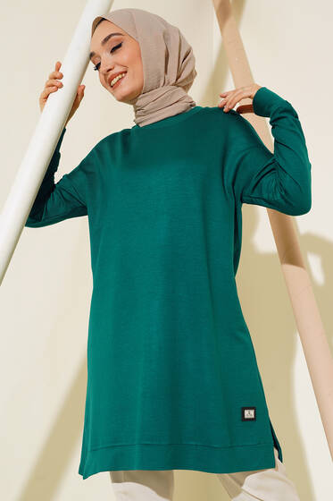 Armalı Oversize Tunik Zümrüt Yeşili - Tunik