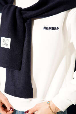 Armalı Polar Atkılı Üç İplik Sweatshirt Lacivert - Kadın Giyim Modelleri