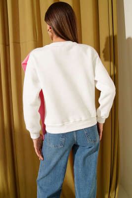 Armalı Polar Atkılı Üç İplik Sweatshirt Pembe - Kadın Giyim Modelleri