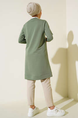 Armalı Şerit Detaylı Uzun Tunik Mint - Tunik