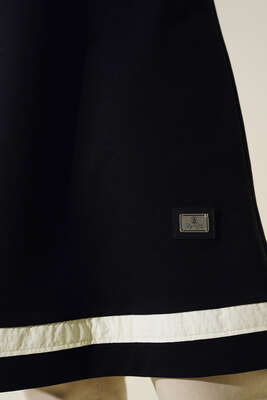 Armalı Şerit Detaylı Uzun Tunik Siyah - Thumbnail