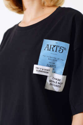 Armalı T-shirt Siyah - Kadın Giyim Modelleri