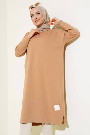 Armalı Uzun Basic Tunik Camel - Tunik