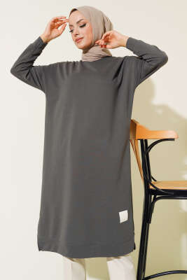 Armalı Uzun Basic Tunik Füme - 100-300 TL Ürünler