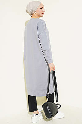 Armalı Uzun Basic Tunik Gri - Tunik