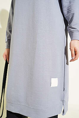 Armalı Uzun Basic Tunik Gri - Tunik