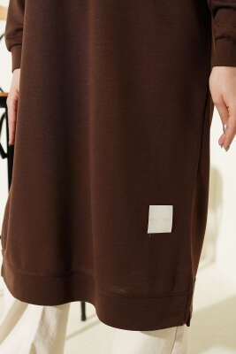 Armalı Uzun Basic Tunik Kahve - Tunik