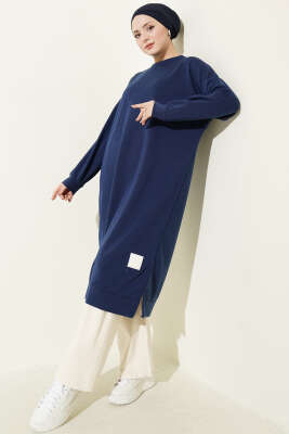 Armalı Uzun Basic Tunik Lacivert - Tunik