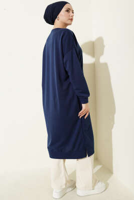 Armalı Uzun Basic Tunik Lacivert - Tunik