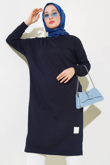 Armalı Uzun Basic Tunik Lacivert - Yılın Fırsatı