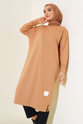 Armalı Uzun Basic Tunik Latte - 100-300 TL Ürünler