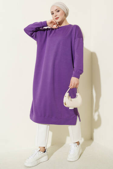 Armalı Uzun Basic Tunik Lila - Tunik