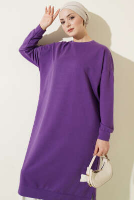 Armalı Uzun Basic Tunik Lila - Tunik