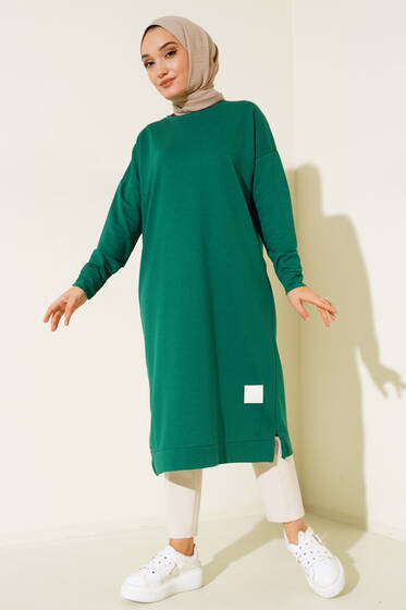 Armalı Uzun Basic Tunik Zümrüt - Yılın Fırsatı