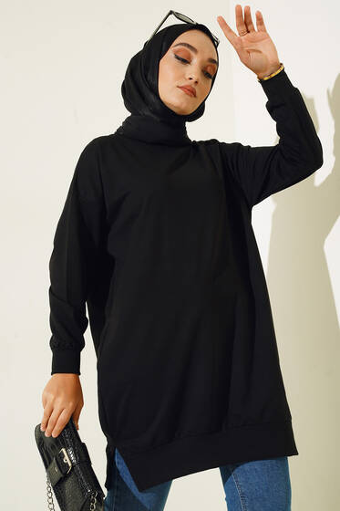 Arması Yazı Detaylı Tunik Siyah - Tunik