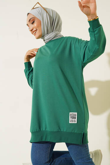 Arması Yazı Detaylı Tunik Yeşil - Tunik