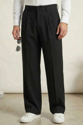 Armürlü Erkek Keten Pantolon Siyah - GİESTO