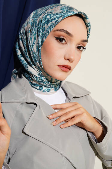 Arya Otantik Desenli Eşarp Bej - Başörtüsü