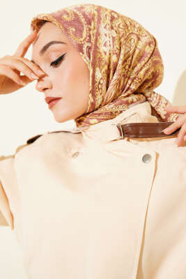 Arya Otantik Desenli Eşarp Soft Kahve - Yılın Fırsatı