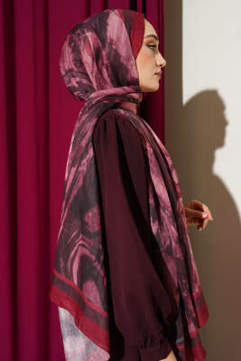 Ashira Desen Bambu Kraş Şal Bordo - Başörtüsü