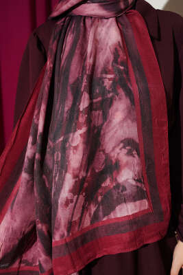 Ashira Desen Bambu Kraş Şal Bordo - Başörtüsü