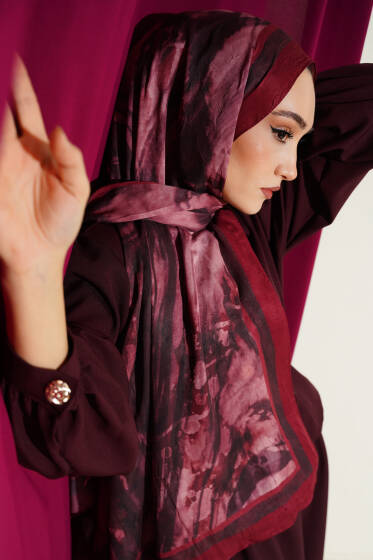 Ashira Desen Bambu Kraş Şal Bordo - Günün Seçilenleri