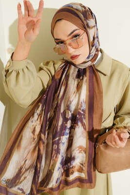 Ashira Desen Bambu Kraş Şal Camel - Başörtüsü