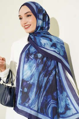 Ashira Desen Bambu Kraş Şal Lacivert - Günün Seçilenleri