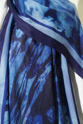 Ashira Desen Bambu Kraş Şal Lacivert - Günün Seçilenleri