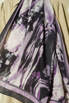 Ashira Desen Bambu Kraş Şal Lila - Başörtüsü