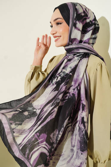 Ashira Desen Bambu Kraş Şal Lila - Günün Seçilenleri