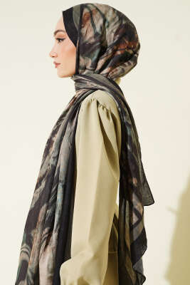 Ashira Desen Bambu Kraş Şal Siyah Haki - Günün Seçilenleri