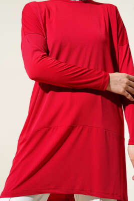 Asimetrik Arka Yırtmaçlı Tunik Kırmızı - 100-300 TL Ürünler