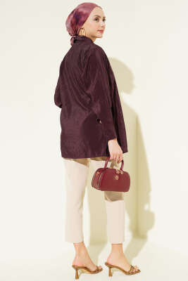 Asimetrik Bağlamalı Gömlek Mürdüm - Gömlek