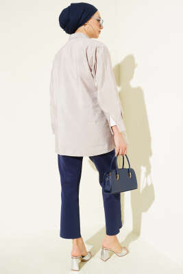 Asimetrik Bağlamalı Gömlek Taş - Gömlek