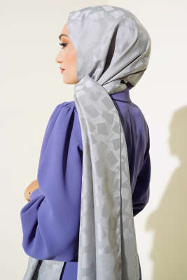 Asimetrik Desen Jakar Şal Gri - 63 - Yılın Fırsatı