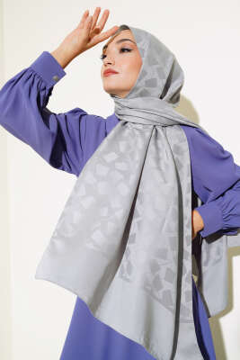 Asimetrik Desen Jakar Şal Gri - 63 - Yılın Fırsatı