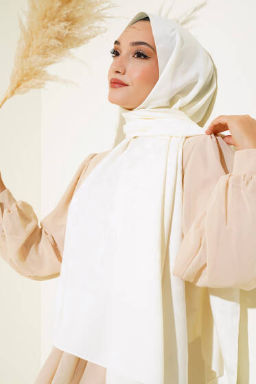 Asimetrik Desen Jakar Şal Krem - 22 - Başörtüsü