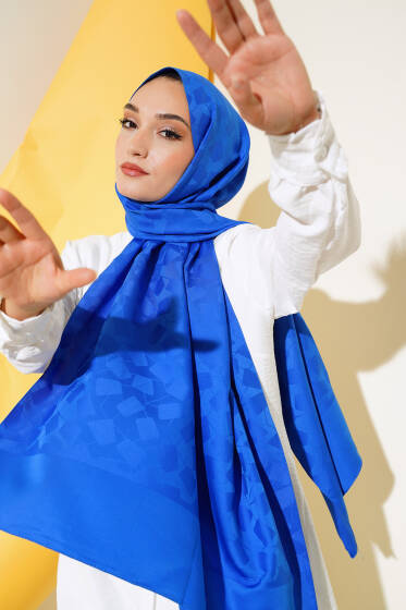 Asimetrik Desen Jakar Şal Saks - 46 - Yılın Fırsatı