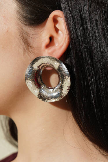 Asimetrik Halka Küpe Gümüş - Küpe