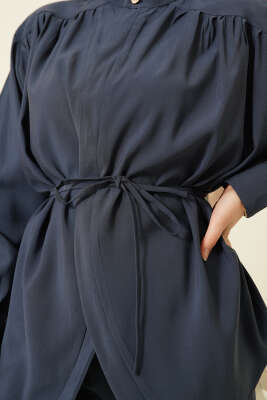 Asimetrik İp Kuşaklı Modal İkili Takım İndigo - İkili Takım