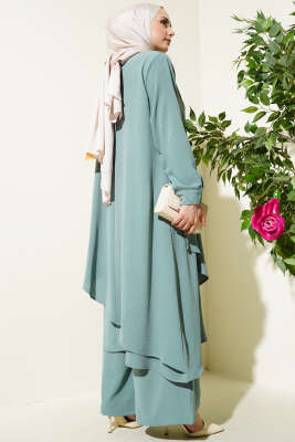 Asimetrik Kesim Ayrobin İkili Takım Çağla Yeşili - Yeni Tesettür Giyim