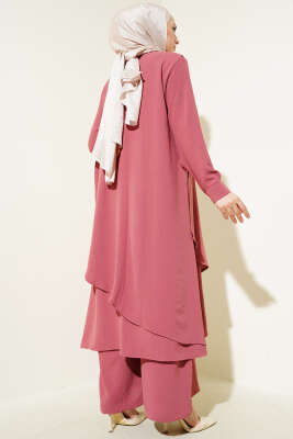 Asimetrik Kesim Ayrobin İkili Takım Gül Kurusu - Yeni Tesettür Giyim