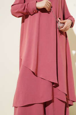 Asimetrik Kesim Ayrobin İkili Takım Gül Kurusu - Yeni Tesettür Giyim