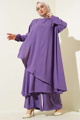 Asimetrik Kesim Ayrobin İkili Takım Lila - YAZGI TEKSTİL