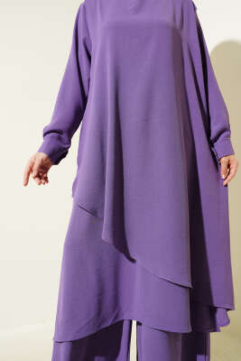 Asimetrik Kesim Ayrobin İkili Takım Lila - Yeni Tesettür Giyim